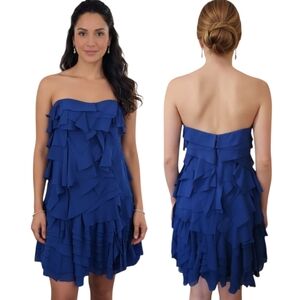 REEM ACRA Royal Blue Sculptured Strapless Cocktail Dress - Size 4